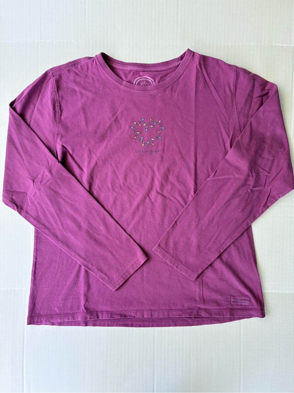 Life Is Good Women’s Long Sleeve Shirt Relaxed Fit Size Large Purple Christmas